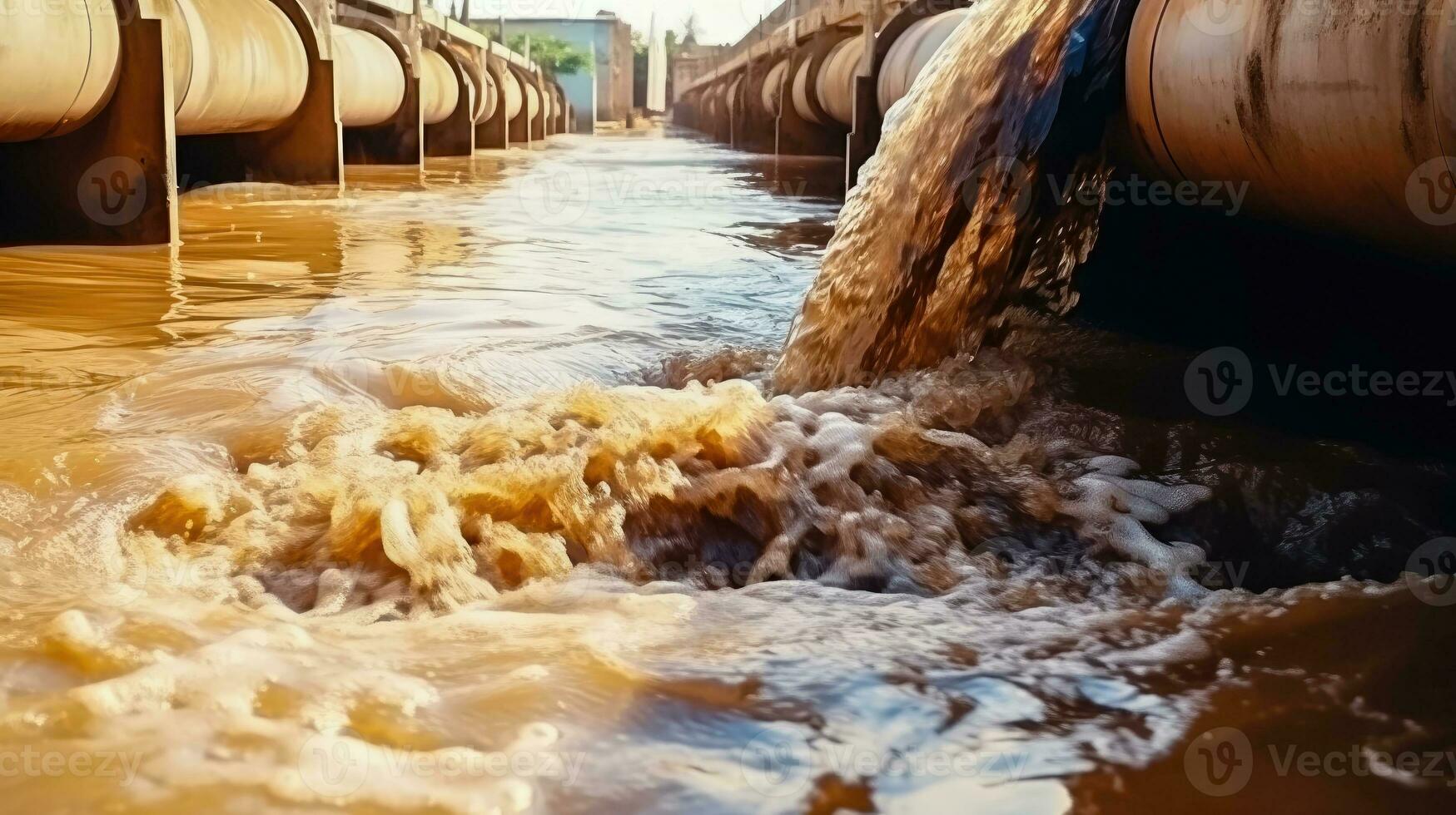 contaminación emergencia - roto tubo extensión peligroso efluentes - generativo ai foto