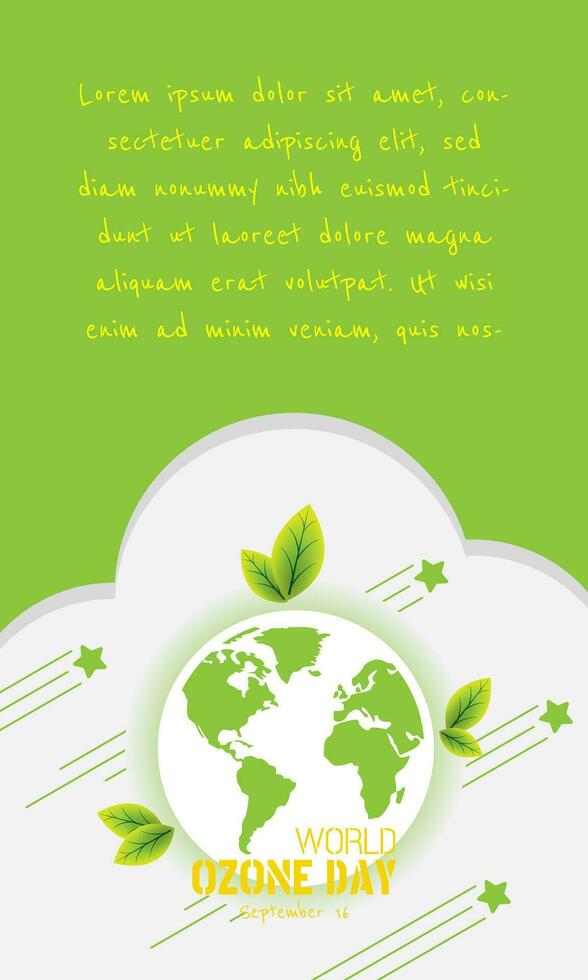 mundo ozono día saludo tarjeta con ecología en tierra concepto vector