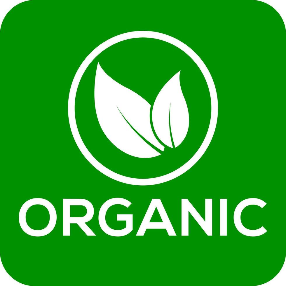 Green background organic vector logo or icon, organic logo