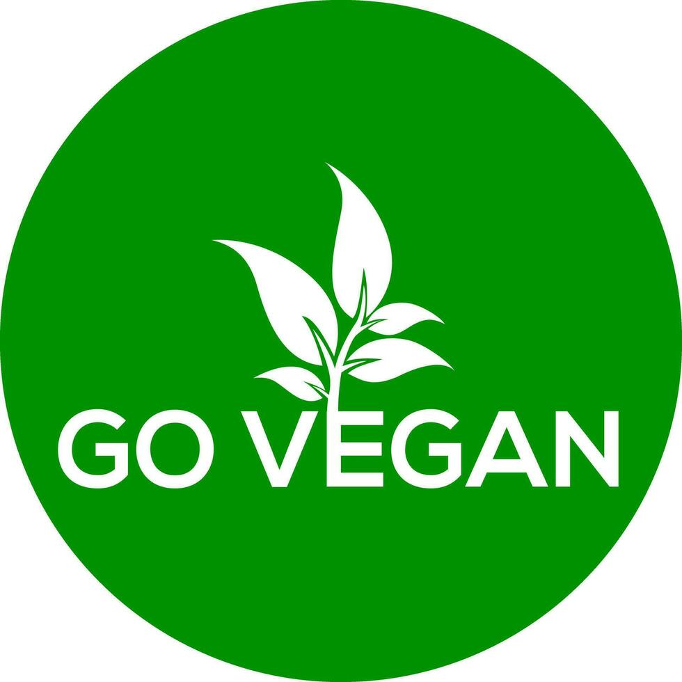 Go vegan vector logo or icon, green background go vegan logo