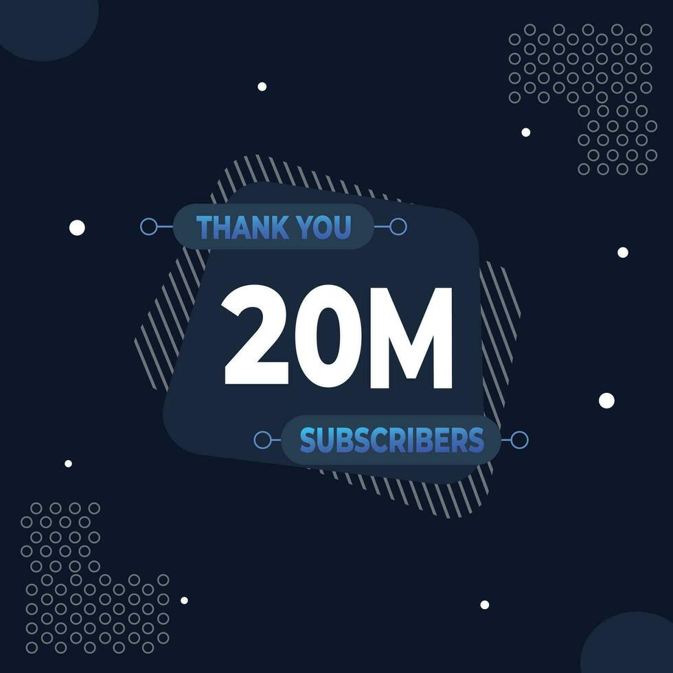Thank you 20m subscribers or followers. web social media modern post design vector