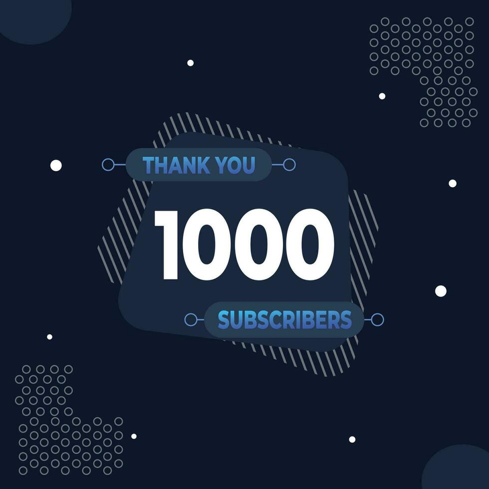 Thank you 1000 subscribers or followers. web social media modern post design vector