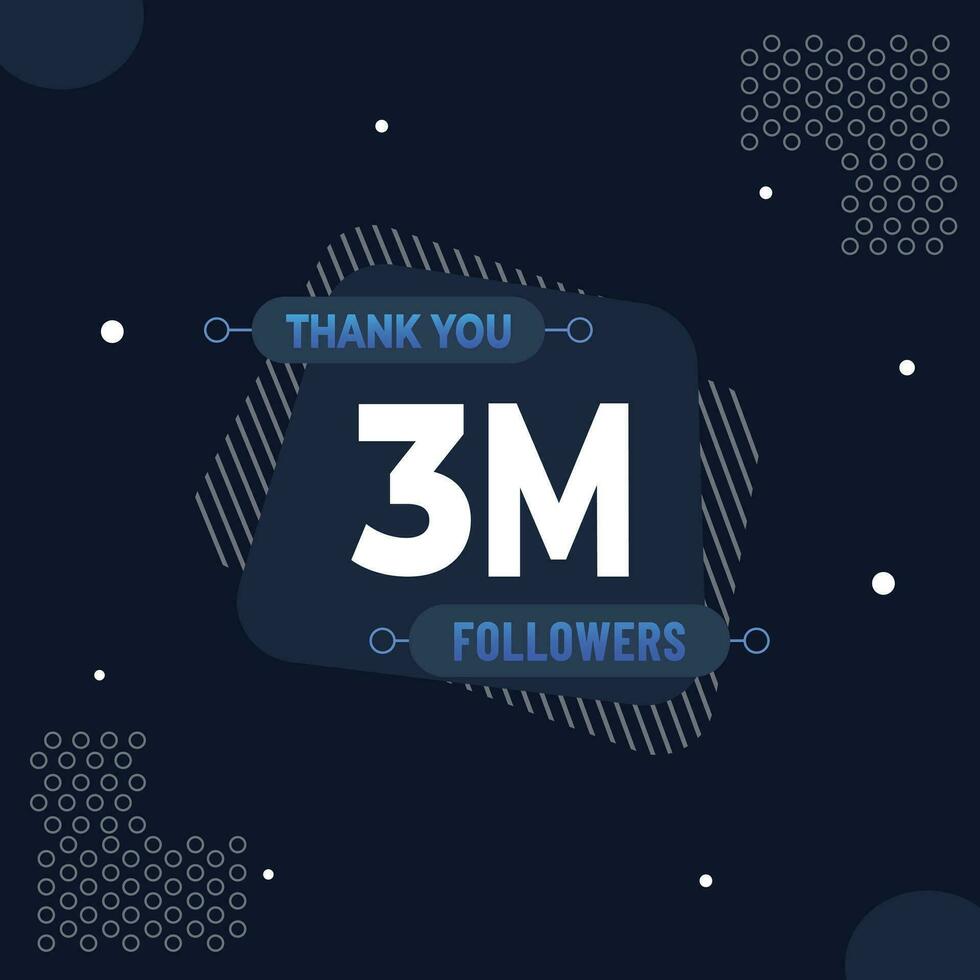 Thank you 3m subscribers or followers. web social media modern post design vector