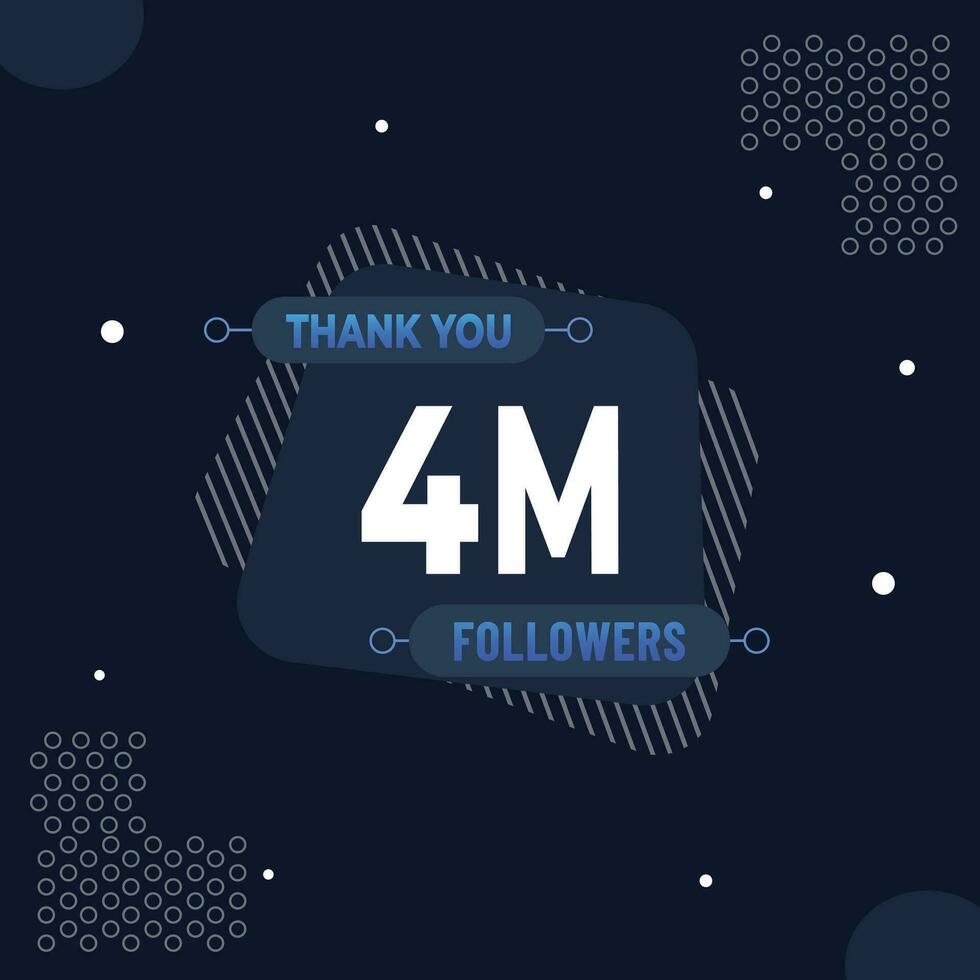 Thank you 4m subscribers or followers. web social media modern post design vector