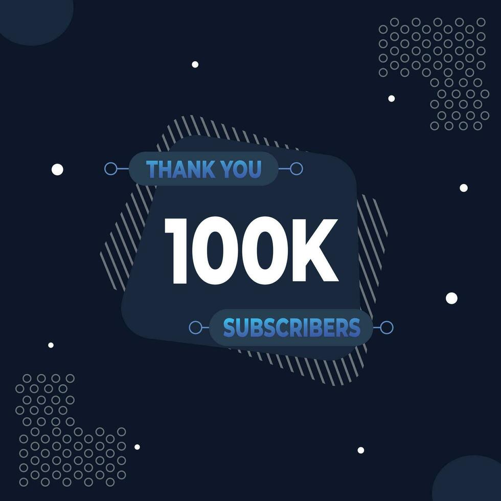 Thank you 100k subscribers or followers. web social media modern post design vector