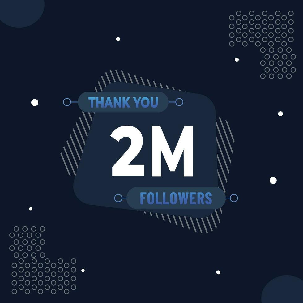Thank you 2m subscribers or followers. web social media modern post design vector
