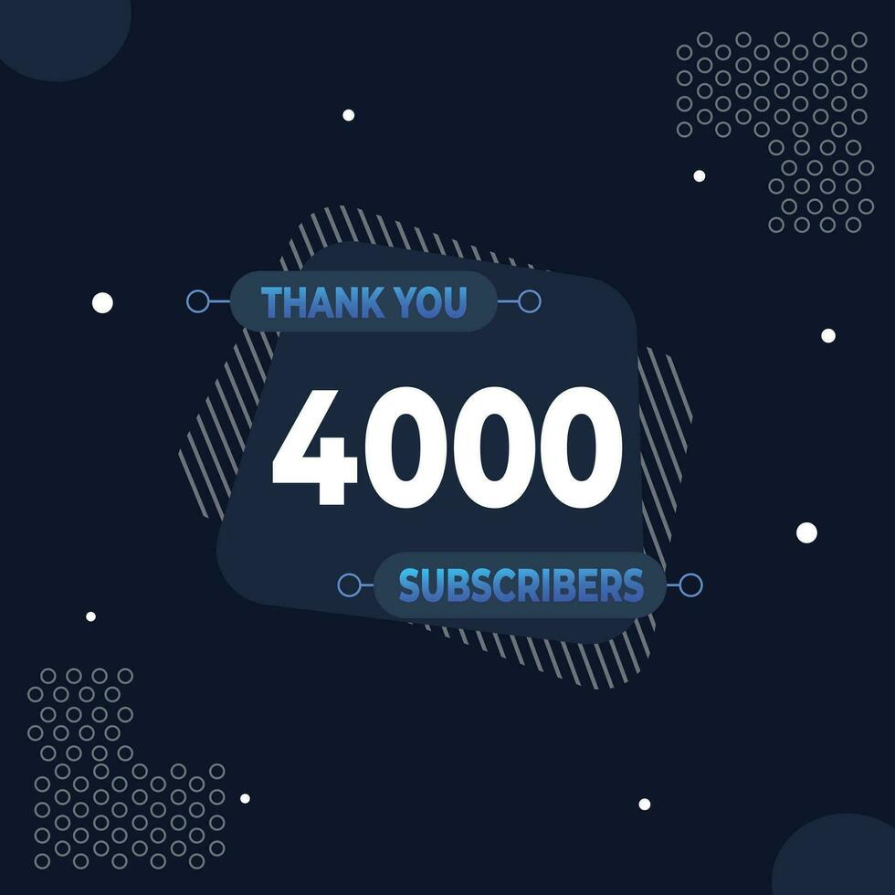 Thank you 4k subscribers or followers. web social media modern post design vector