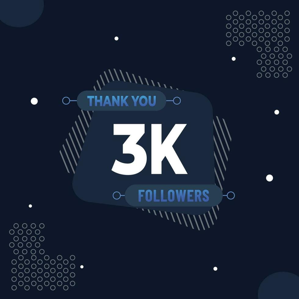 Thank you 3k subscribers or followers. web social media modern post design vector