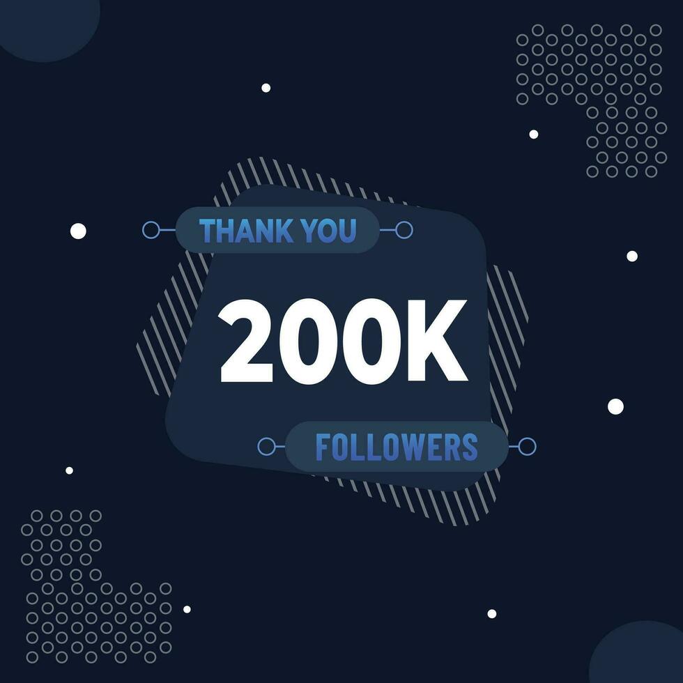 Thank you 200k subscribers or followers. web social media modern post design vector
