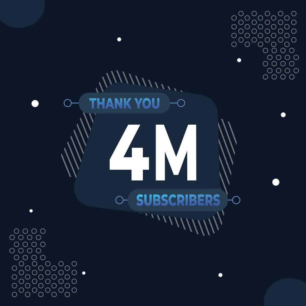 Thank you 4m subscribers or followers. web social media modern post design vector