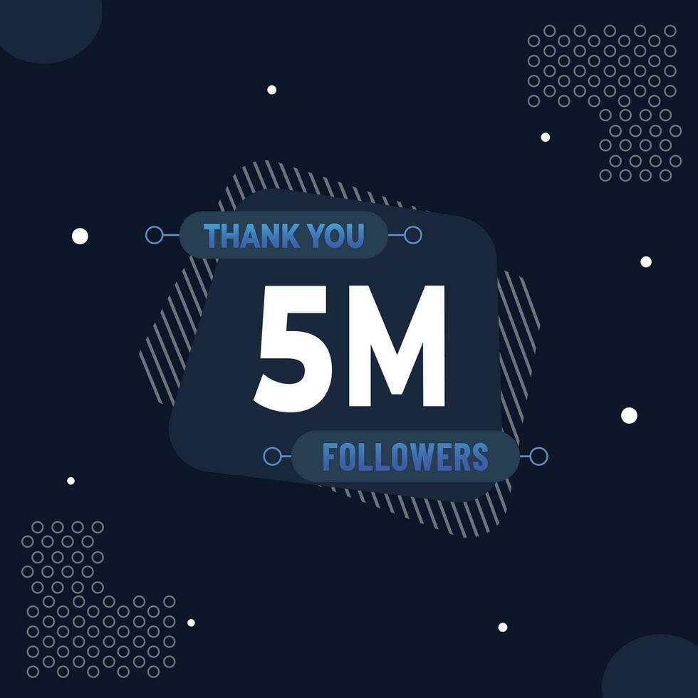 Thank you 5m subscribers or followers. web social media modern post design vector