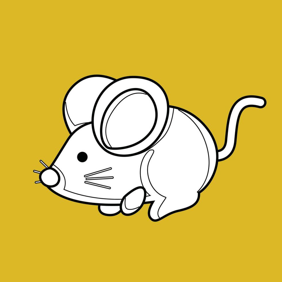 linda rata ratón animal dibujos animados digital sello contorno vector
