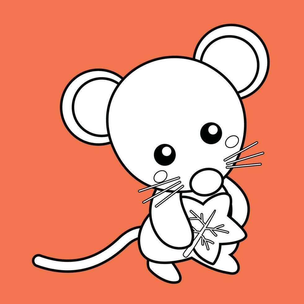 Cute Rat Mouse Animal Cartoon Digital Stamp Outline vector