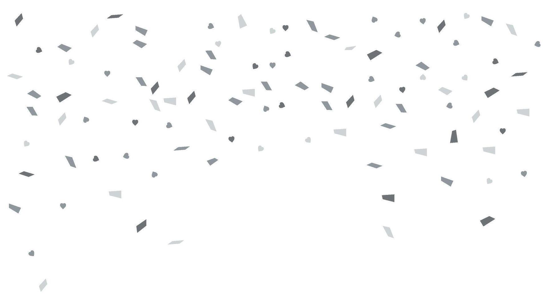 Festive confetti with hearts in silver color vector