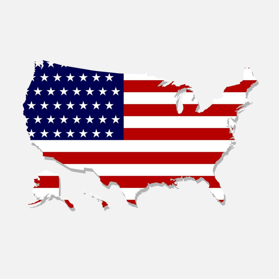 USA flag map. Vector design.
