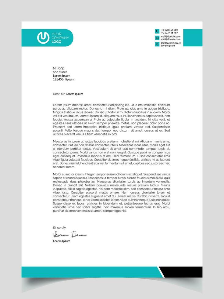 Corporate Modern Letterhead Design, Business Letterhead Design, Vector Template