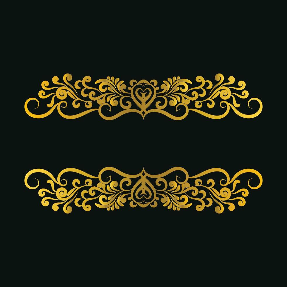 Gold Floral Vintage Title Frame Swirl For Text Border Png Transparent Background Wedding Invitation Card vector