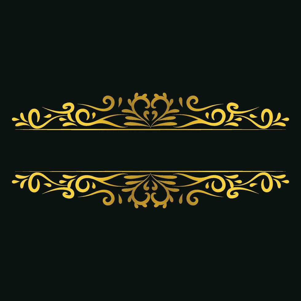 Gold Floral Vintage Title Frame Swirl For Text Border Png Transparent Background Wedding Invitation Card vector