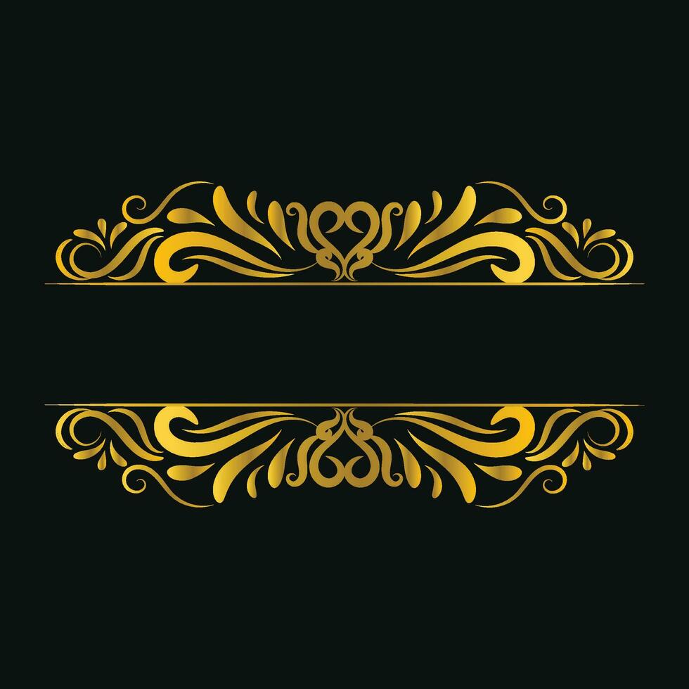 Gold Floral Vintage Title Frame Swirl For Text Border Png Transparent Background Wedding Invitation Card vector