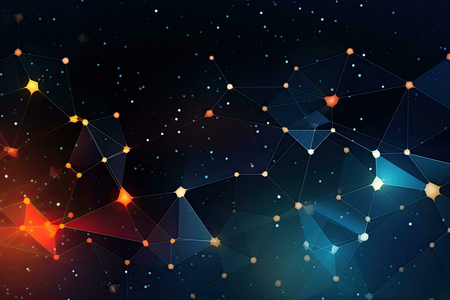 Abstract polygonal space low poly dark background with connecting dots and lines, Abstract polygonal vector science background with connecting dots and lines, AI Generated photo