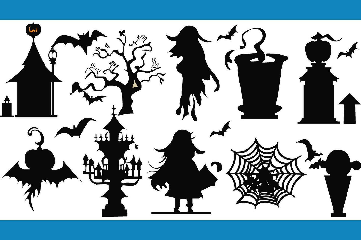Simple vector icons for Halloween. Halloween elements on a white background.
