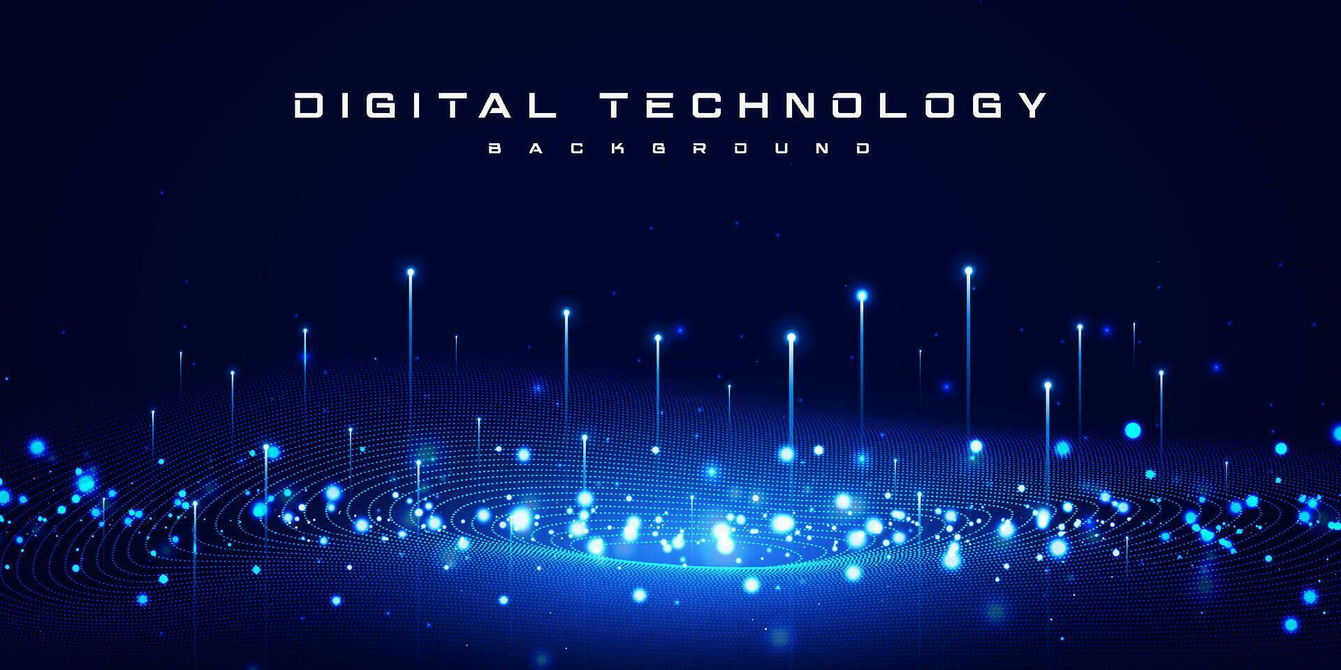 Digital technology internet network speed connection blue background, cyber nano information, abstract science communication, innovation futuristic tech data, Ai big data, lines dots illustration 3d vector