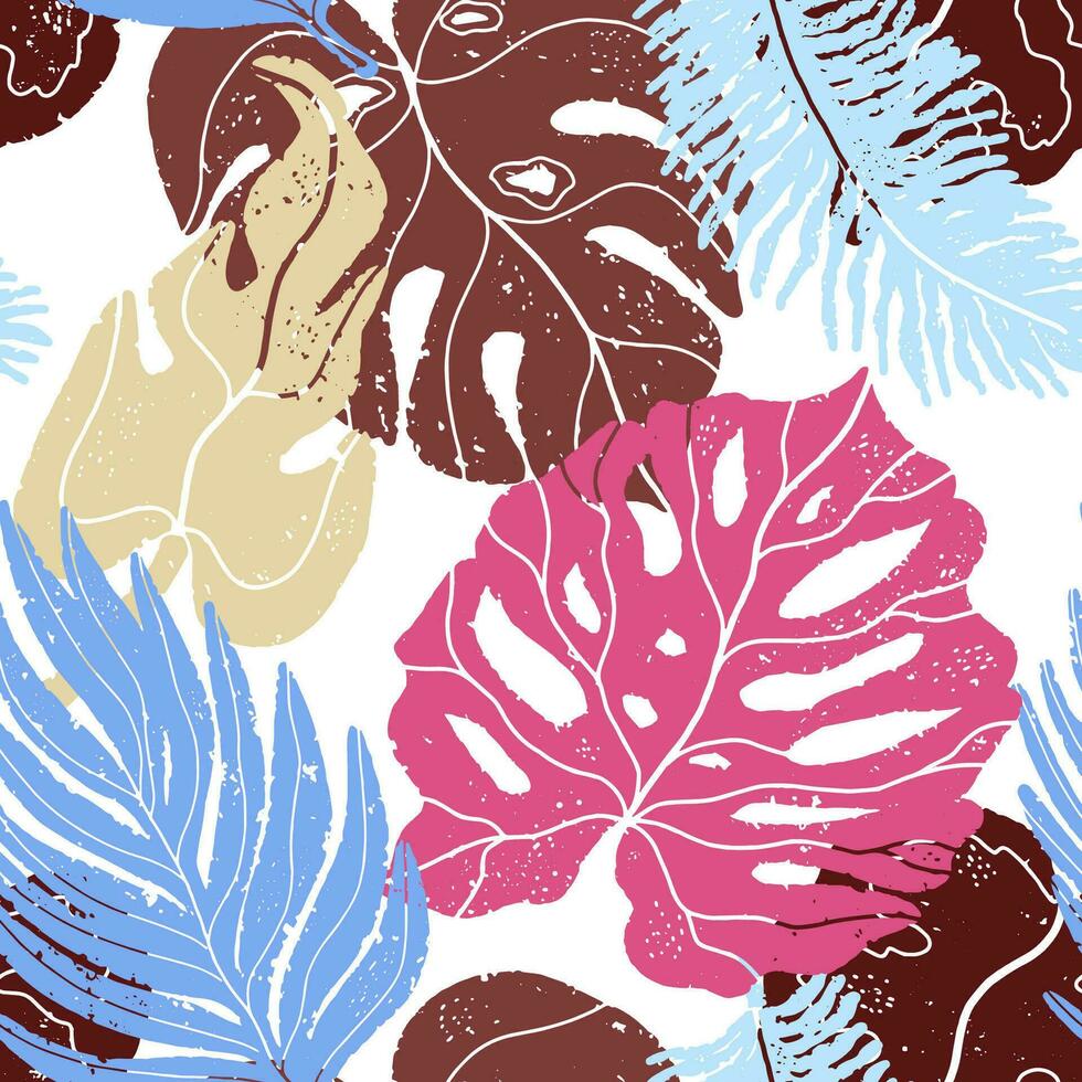 tropical leaves seamless pattern vector