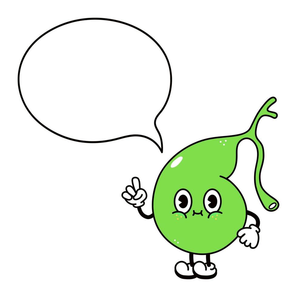 Gallbladder with an inscription character. Vector hand drawn traditional cartoon vintage, retro, kawaii character illustration icon. Isolated white background. Gallbladder character