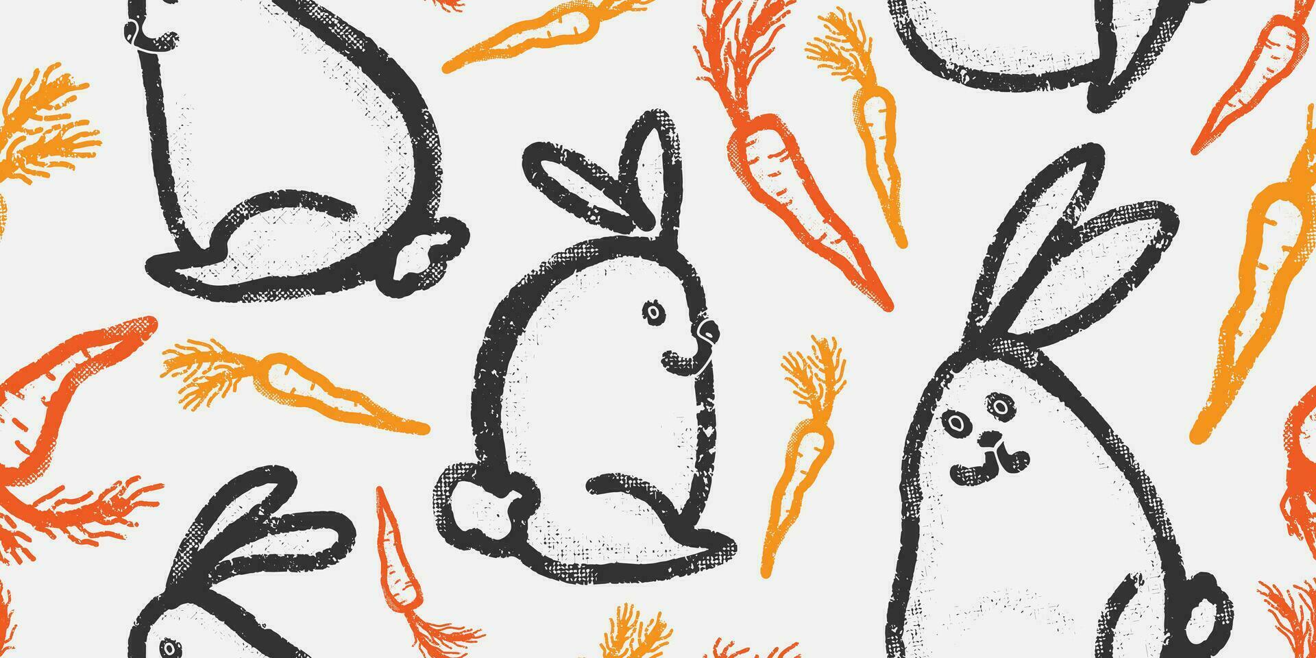 a pattern with rabbits and carrots on it vector
