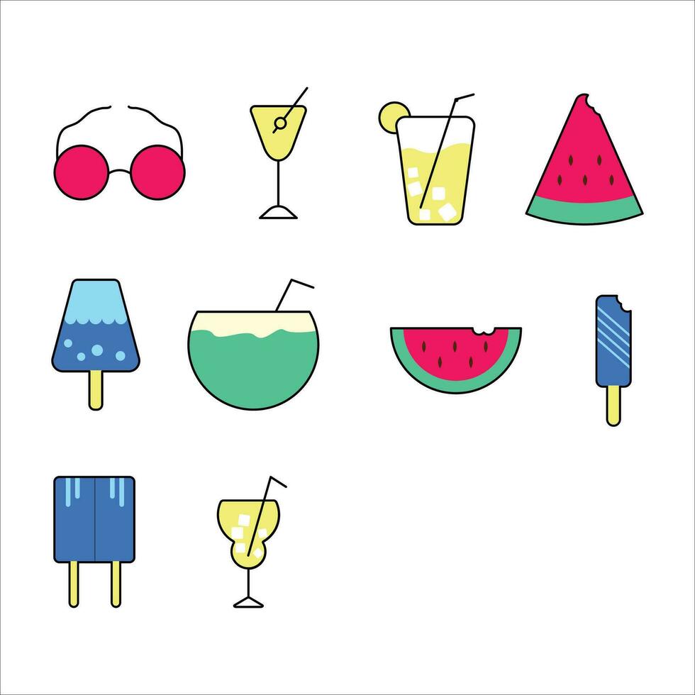 verano icono en contorno estilo vector