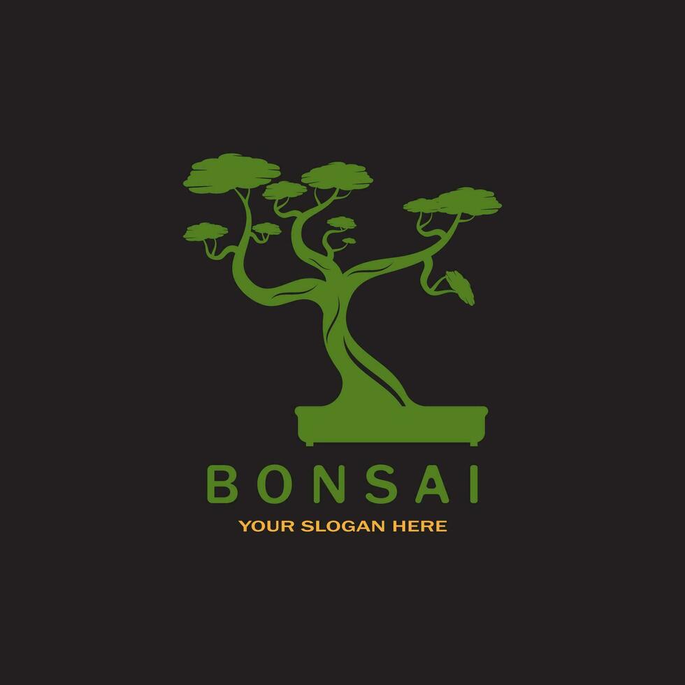 Bonsai logo design. Japanese Mini Small Plant Tree Silhouette logo design vector