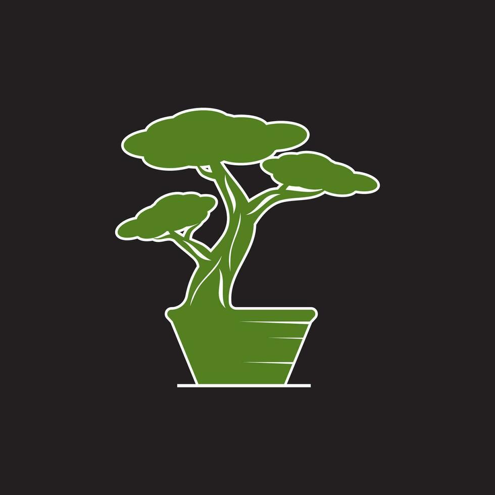 Bonsai logo design. Japanese Mini Small Plant Tree Silhouette logo design vector