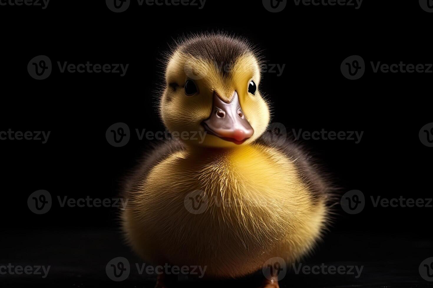 Duckling with black background photo