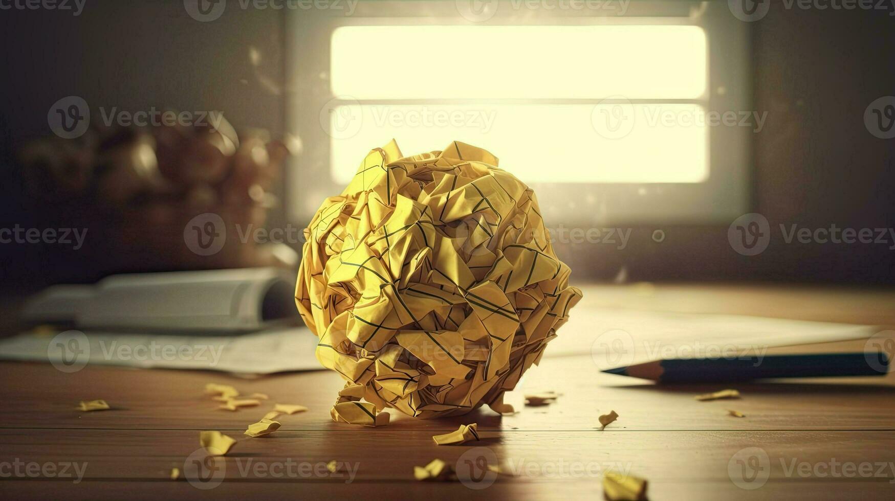 Ball made with yellow paper AI Generative photo