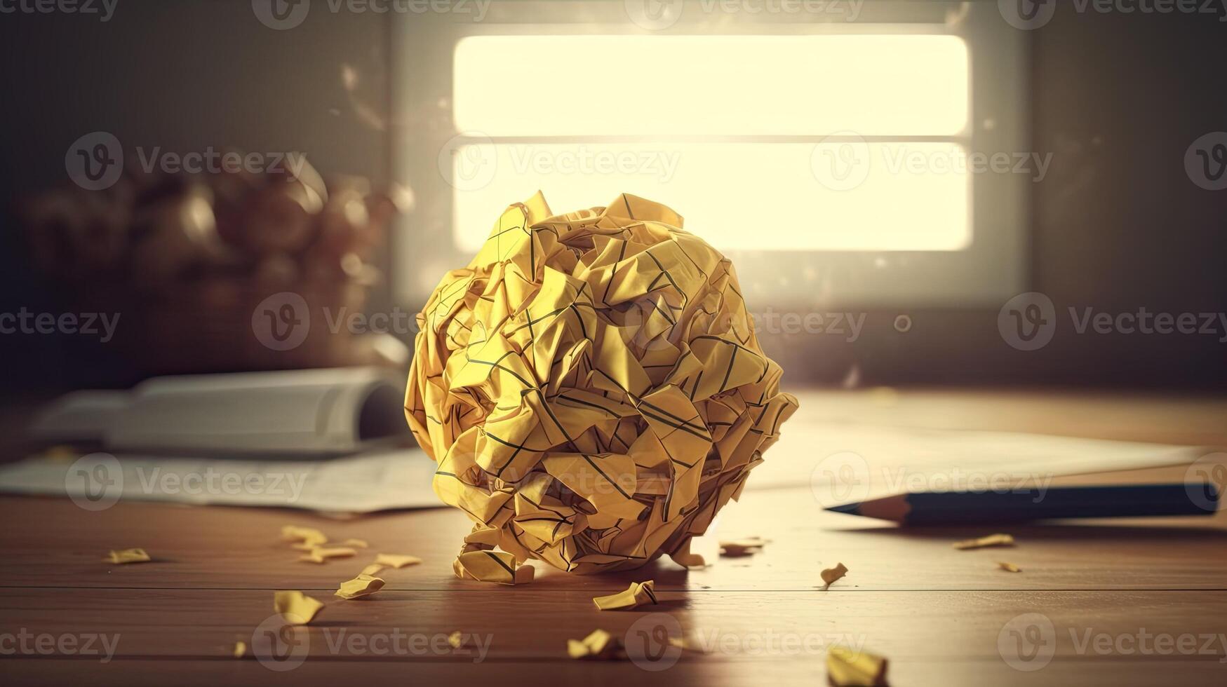 Ball made with yellow paper photo