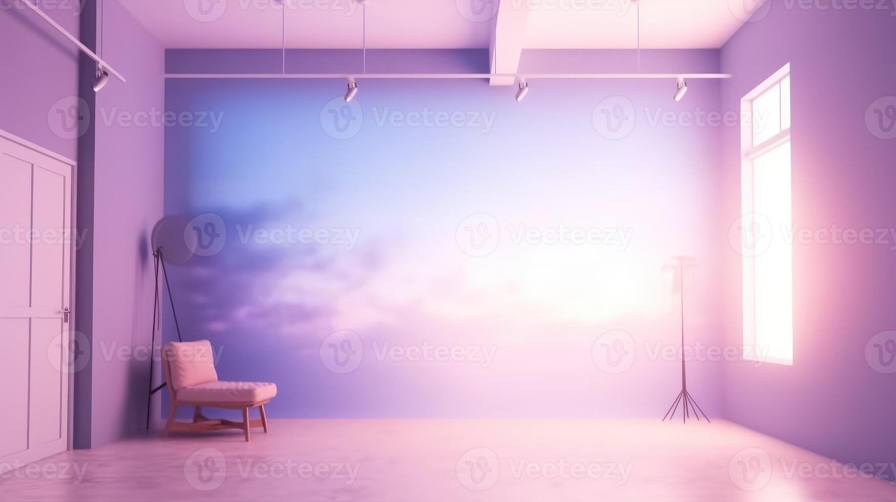 Studio space with purple colour concept photo