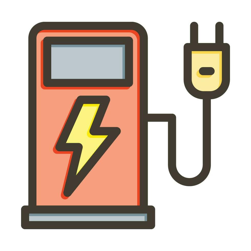 Electric Charge Vector Thick Line Filled Colors Icon For Personal And Commercial Use.