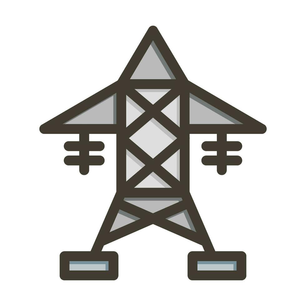 Electric Tower Vector Thick Line Filled Colors Icon For Personal And Commercial Use.