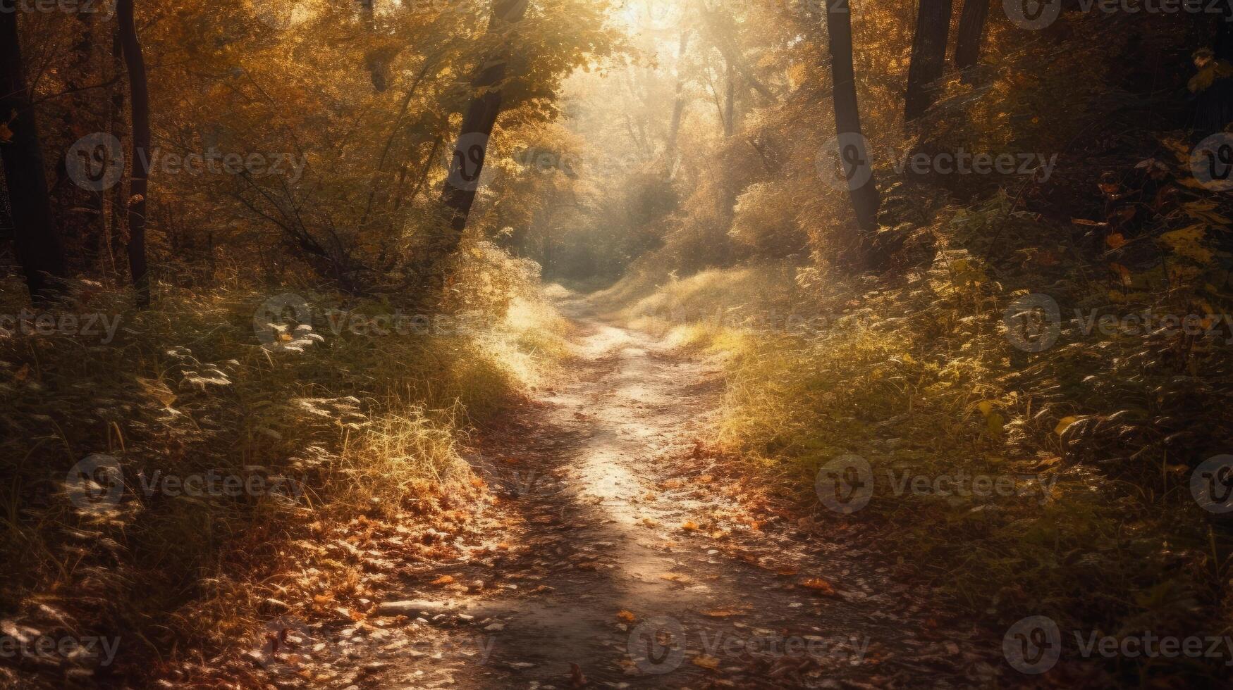 bosque con caduco arboles en otoño ai generativo foto