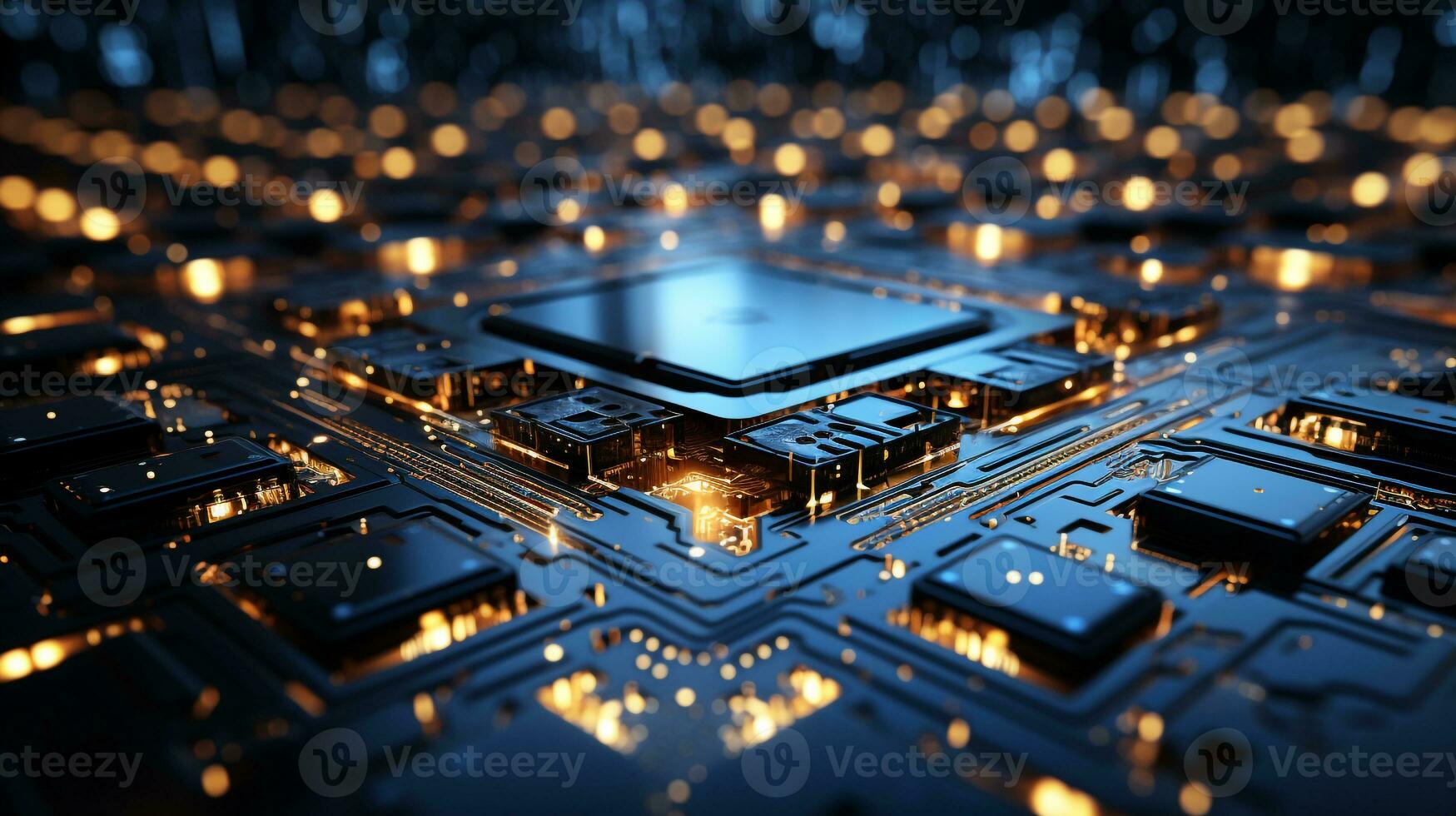 Ai chip display background on machine photo
