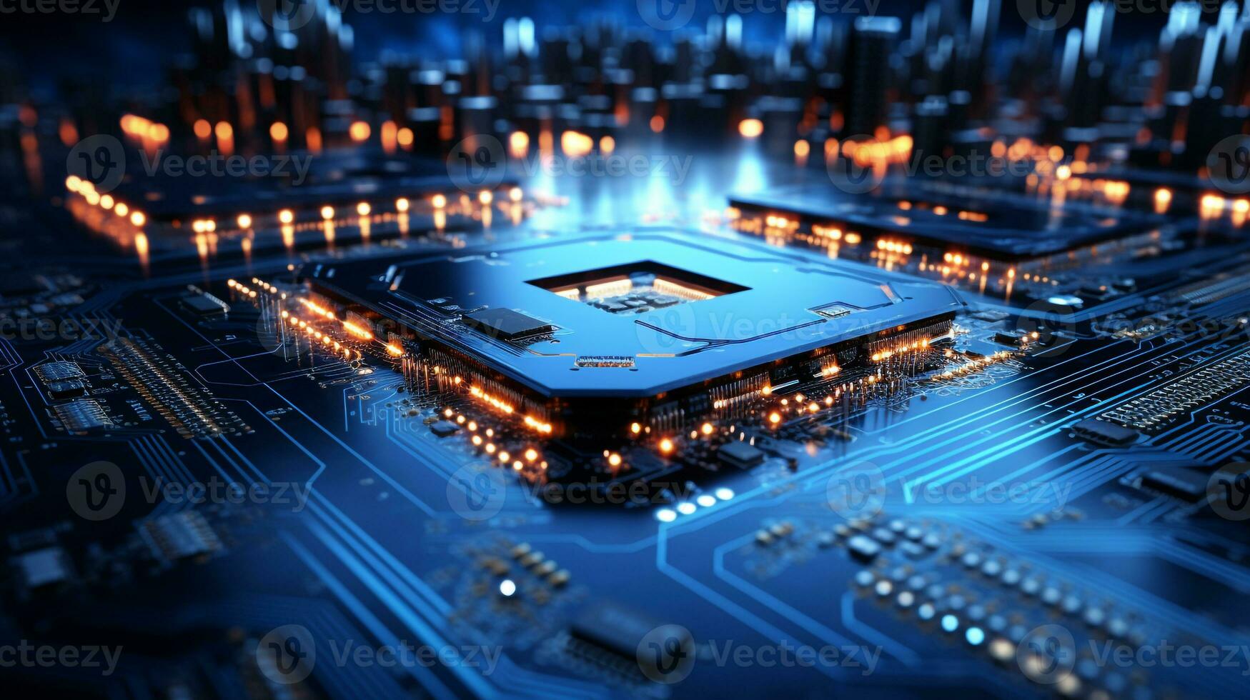 Ai chip display background on machine photo