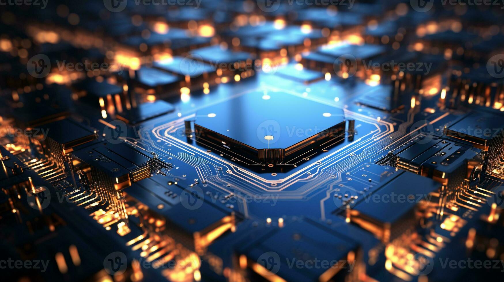 Ai chip display background on machine photo
