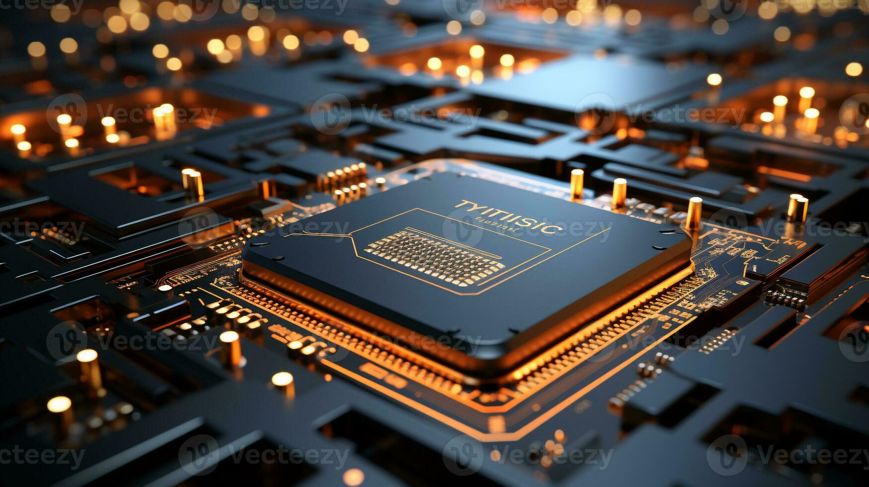 Ai chip display background on machine photo