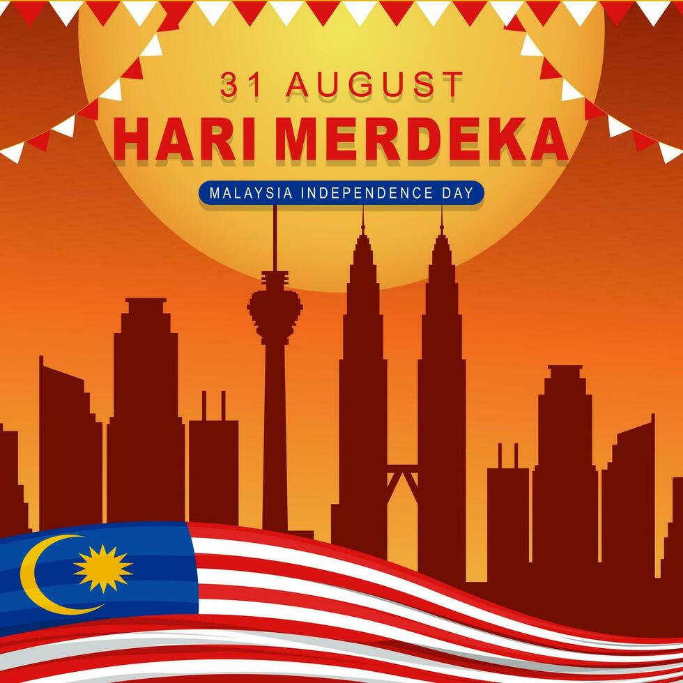 elegant background of Hari Merdeka greeting which means Malaysia Independence Day vector