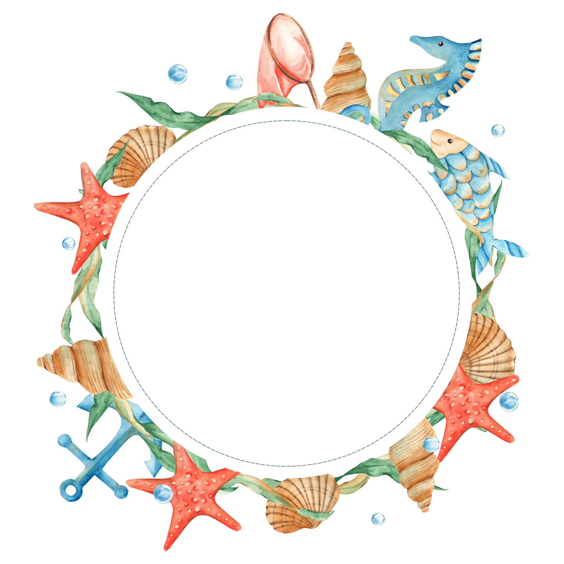 Fish Bubble Border Clip Art