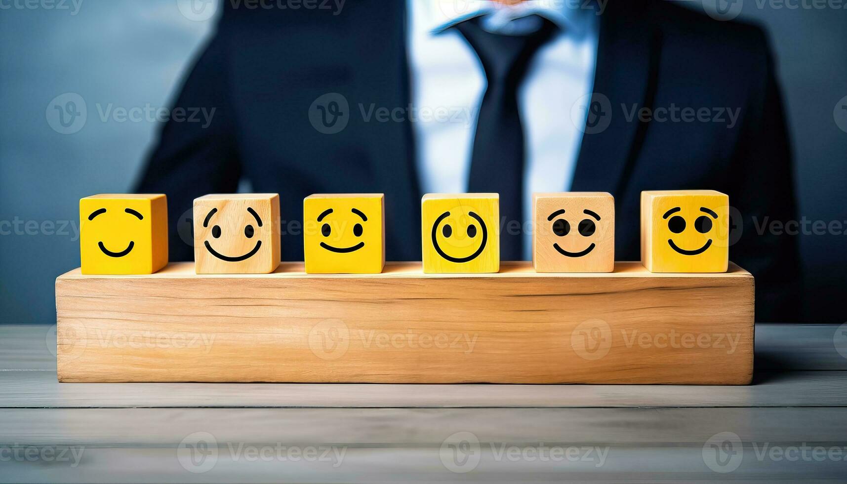 Emotional Awareness - Businessman surrounded by emotion cubes - Generative AI photo