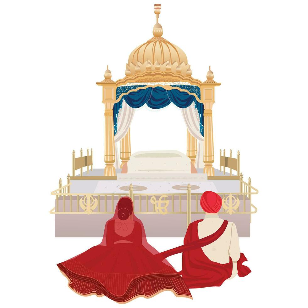 Anand karaj sikh wedding ceremony vector