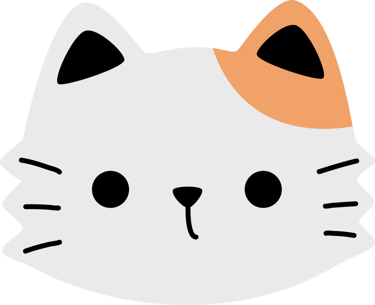 Orange Katze Kopf eben Stil Karikatur Gekritzel Element Illustration png