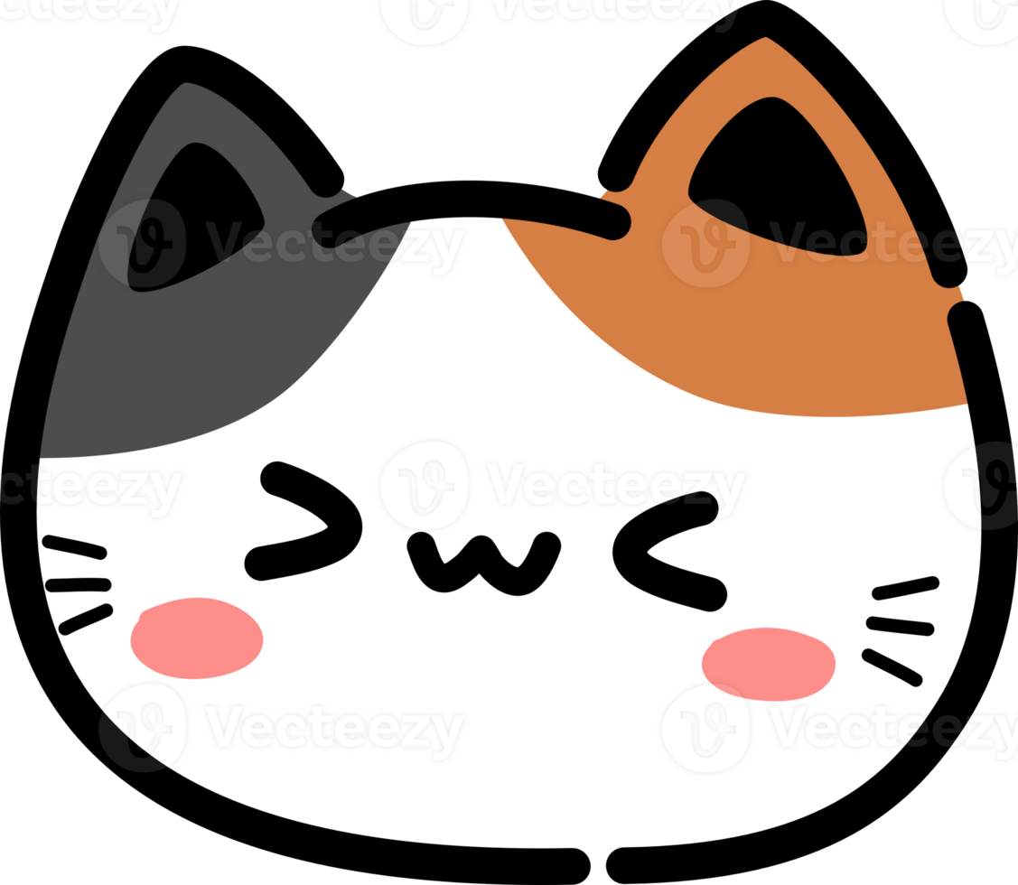 emocionante gato cabeza plano estilo dibujos animados garabatear elemento para decorando png