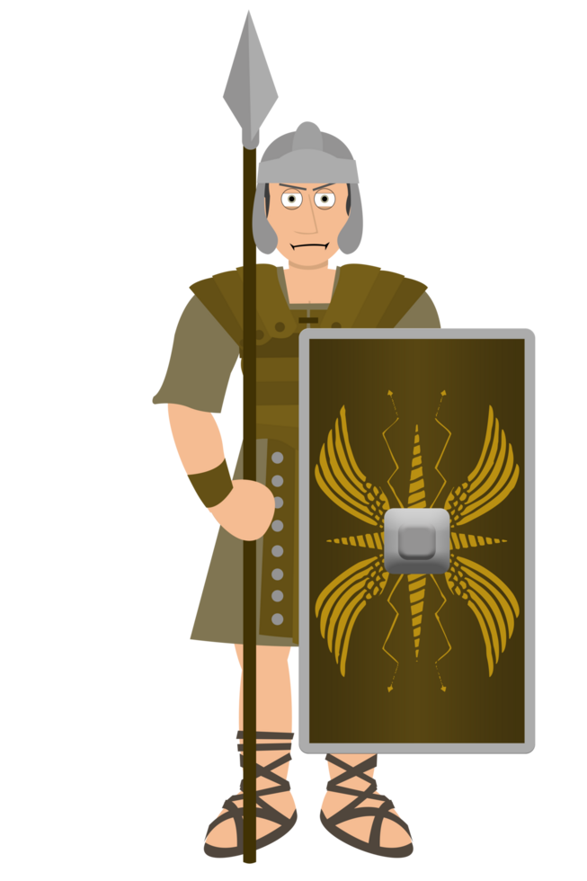 Cartoon Bible Character - Roman soldier with spear and shield png